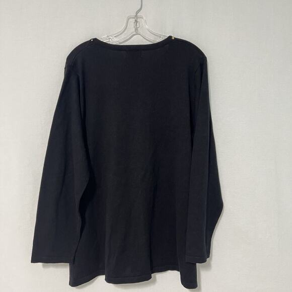 The Quacker Factory Sequin Sweater 1X Black Gold Sparkle Christmas Tree Festive - Picture 8 of 12